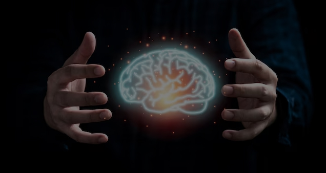 A glowing brain representing the connection between brain health and behavior